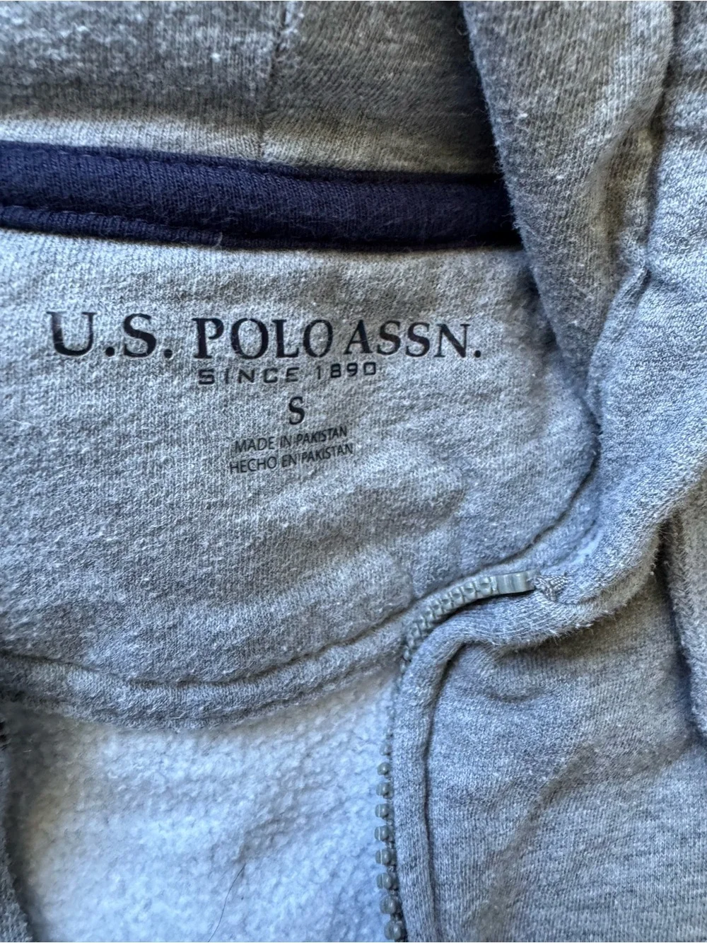 U.S. Polo Assn. Light Gray Full-Zip Hooded Sweatshirt